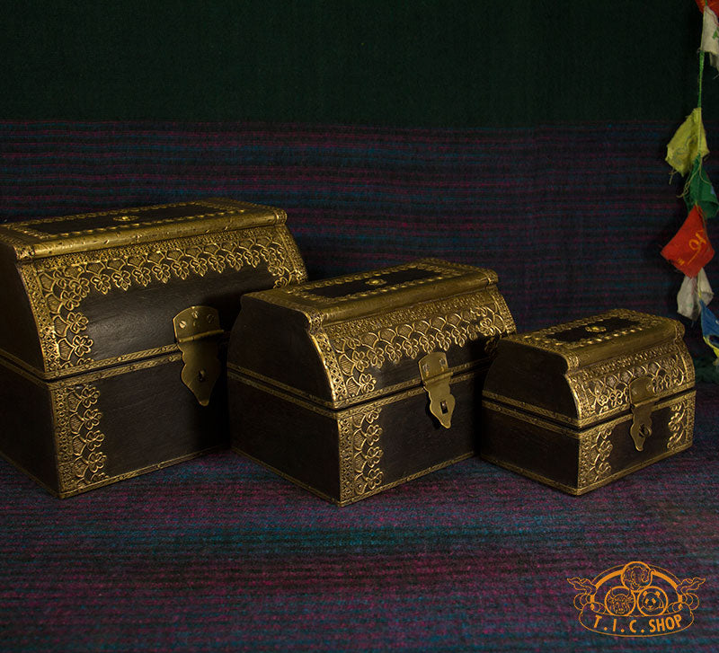 Indian Wooden Treasure Chest Jewelry Box