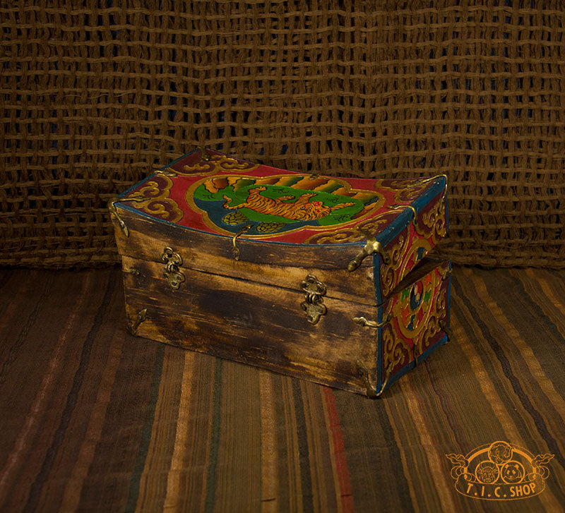 Face of Glory Nepali Hand-Painted Wooden Treasure Chest Jewelry Box