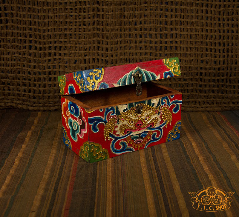 Face of Glory Nepali Hand-Painted Wooden Treasure Chest Jewelry Box
