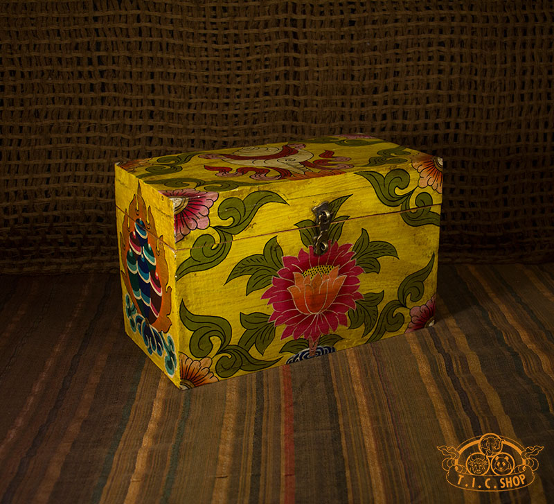 Lotus Blossom Nepali Hand-Painted Wooden Treasure Chest Jewelry Box
