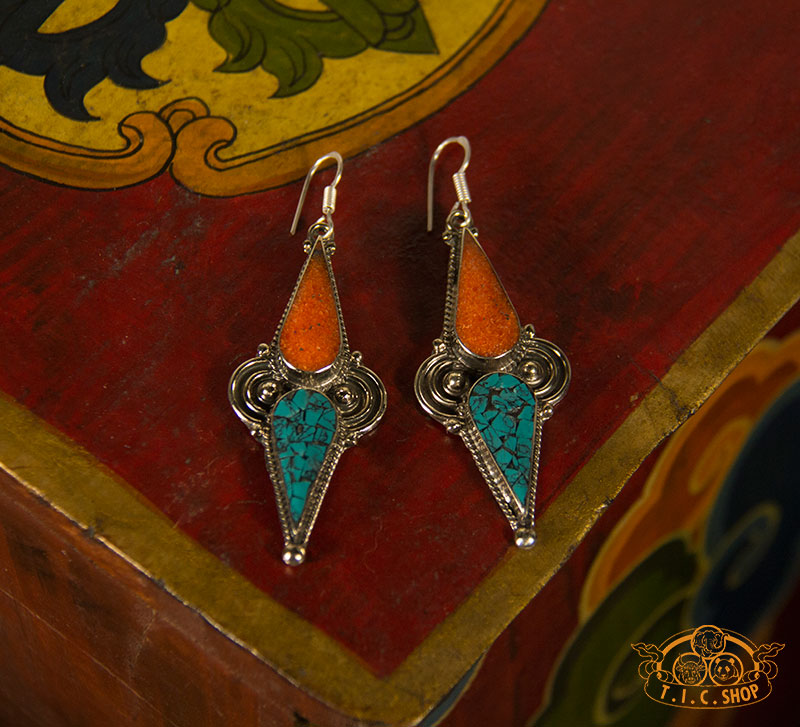 Tibetan Ornament Inlay Earrings