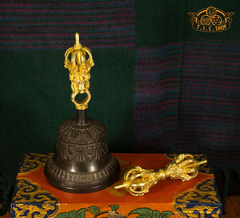 Himalayan Vajra and Bell brass set for meditation, tantric rituals, and altar offerings