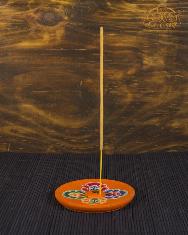 Tibetan Hand-painted Wooden Plate Incense Holder With Lotus Pattern