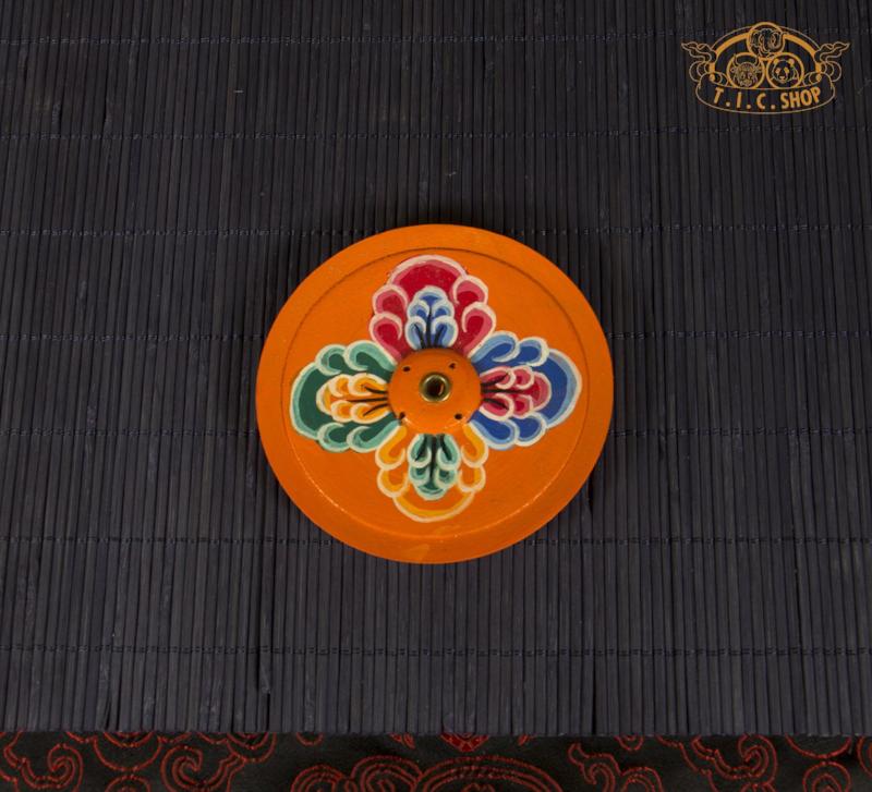 Top view showing intricate Lotus design on wooden incense burner box.