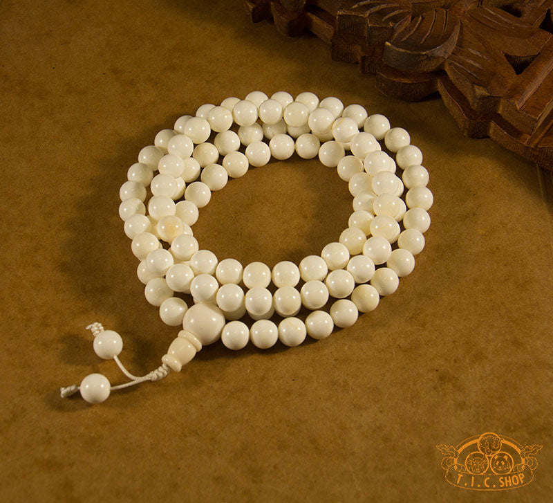 White Shell 10 mm 108-Bead Traditional Prayer Mala