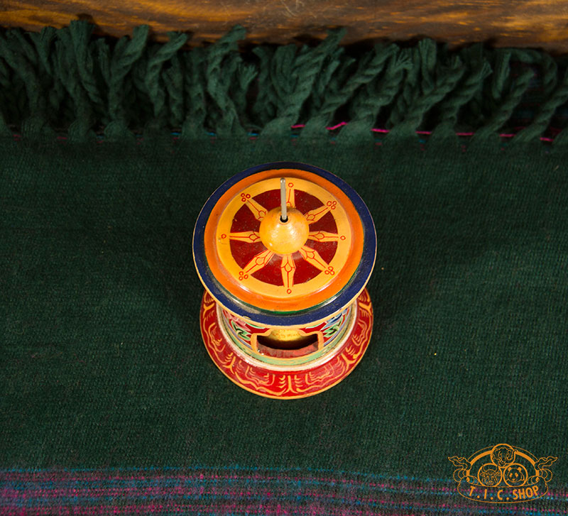 Hand Painted Wooden Table Top Prayer Wheel