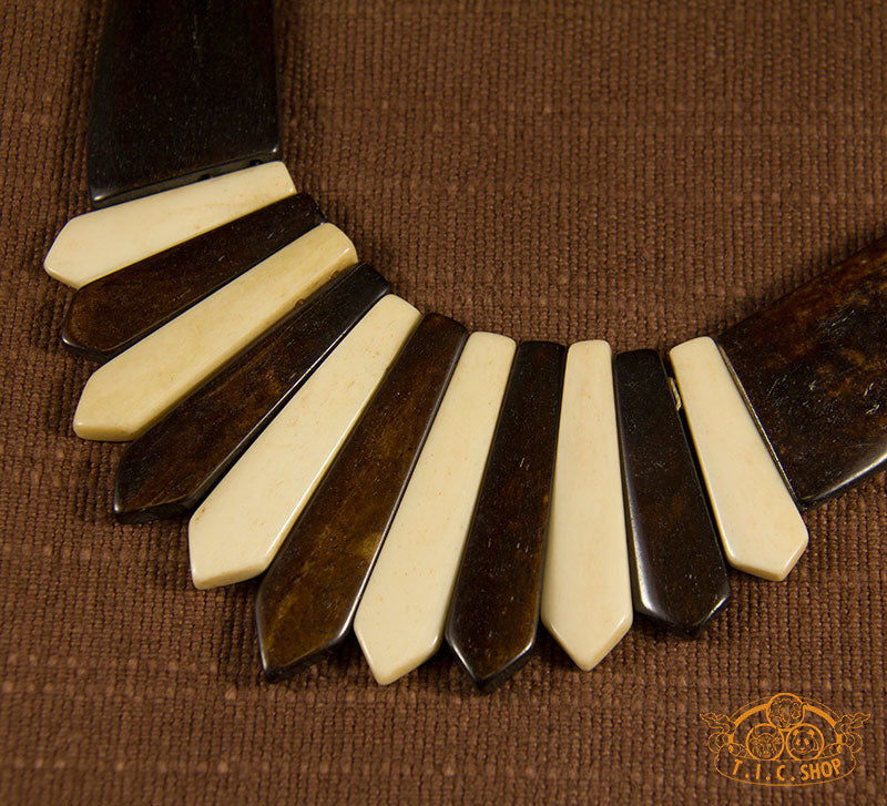 Contrast Colored Yak Bone Amulet Necklace