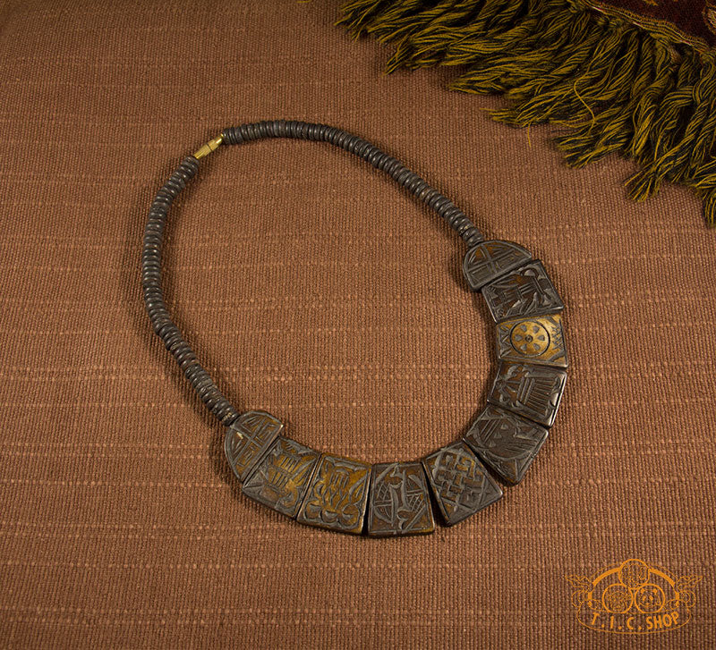 8 Auspicious Symbols Yak Bone Amulet Necklace
