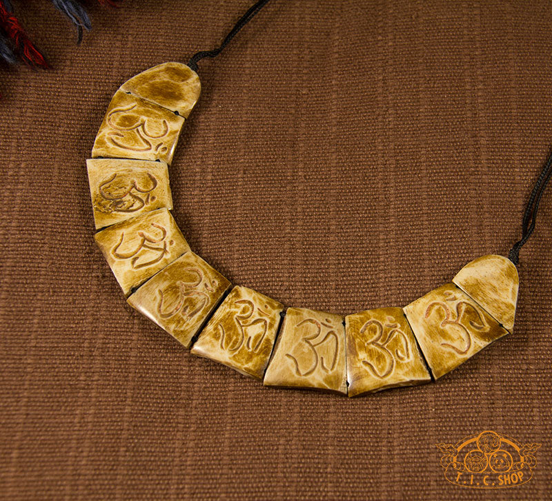 8 Auspicious Symbols Yak Bone Amulet Necklace